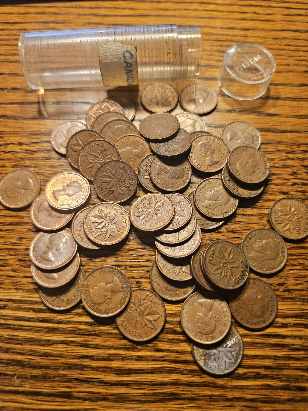 Canadian Penny's 50 Coins From 1950-1969